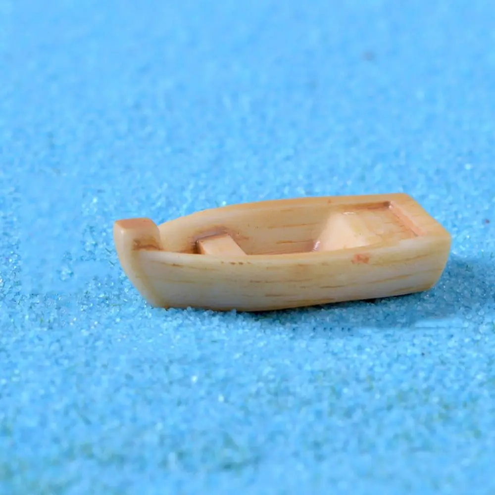 Micro Landscape Micro Landscape Boat Resin Awning Boats Mini Boat Fish Tank Decoration Retro Figurines Wooden Boat