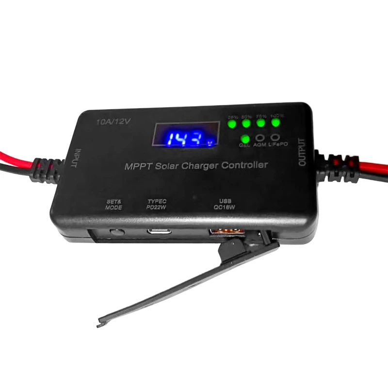 MPPT Solar Charge Controller 10A 12V, Solar Panel Controller Featuring Type-C Input, USB Output For Lifepo Battery - view 4