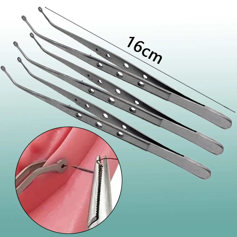 

Dental Surgical Stitching Tweezer Cotton Dressing Forcep Slots Surgical Needle Tweezers Operation Serrated Tip