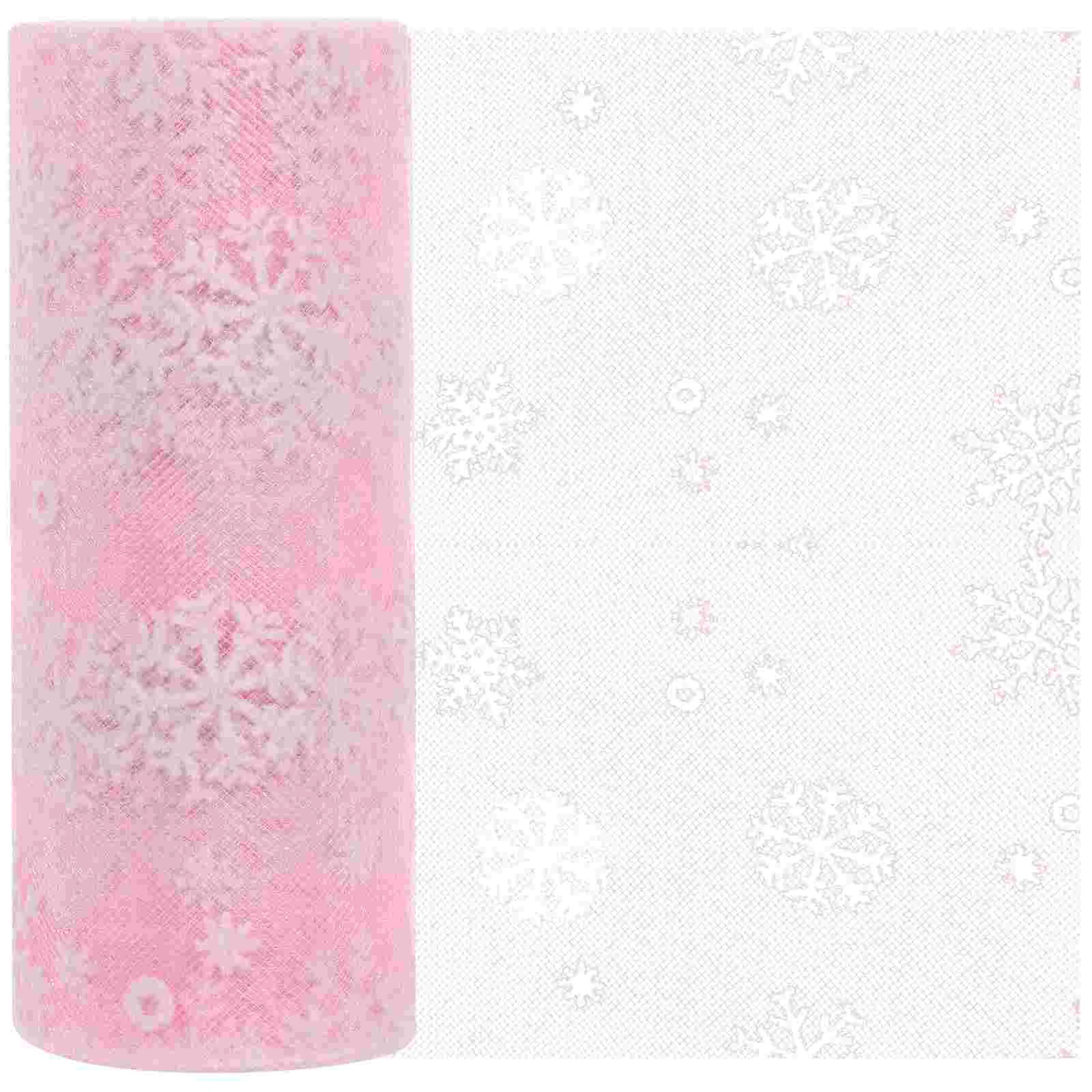 15cm 10Yards Christmas Snowflake Tulle Roll Glittering Organza Gauze Snowflake Ribbon for Christmas Decoration Gift Wrapping Par