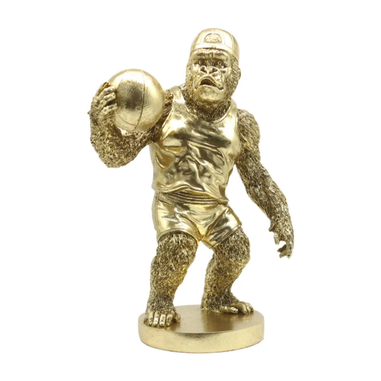 Resin Figurine Gorilla Statue Gold Decoration Ornament Animal Sculpture for Living Room Fireplace Table Centerpieces Bedroom