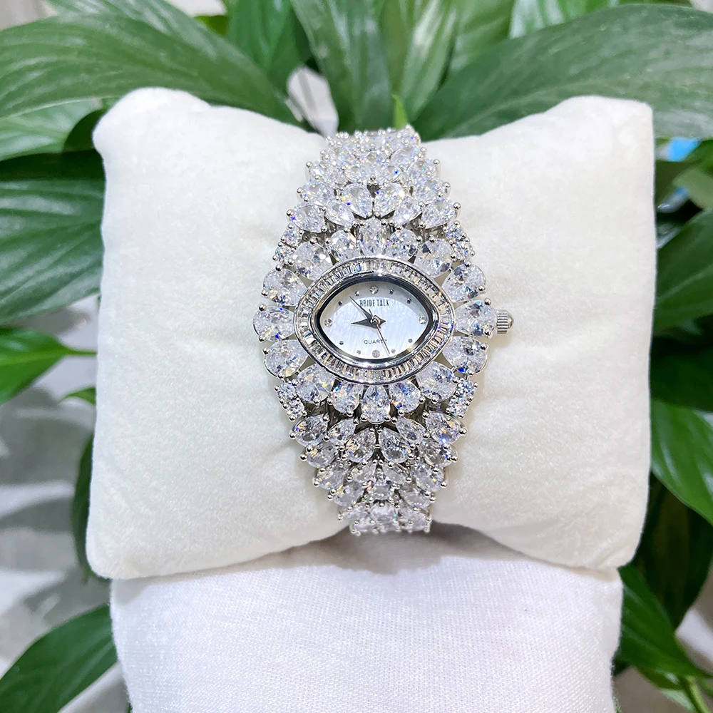 016437 Women's Watches Cubic Zircon Full CZ Bracelet Watch 16.5CM for Lady's Wedding Party Jewelry Accessory Have Watches Box