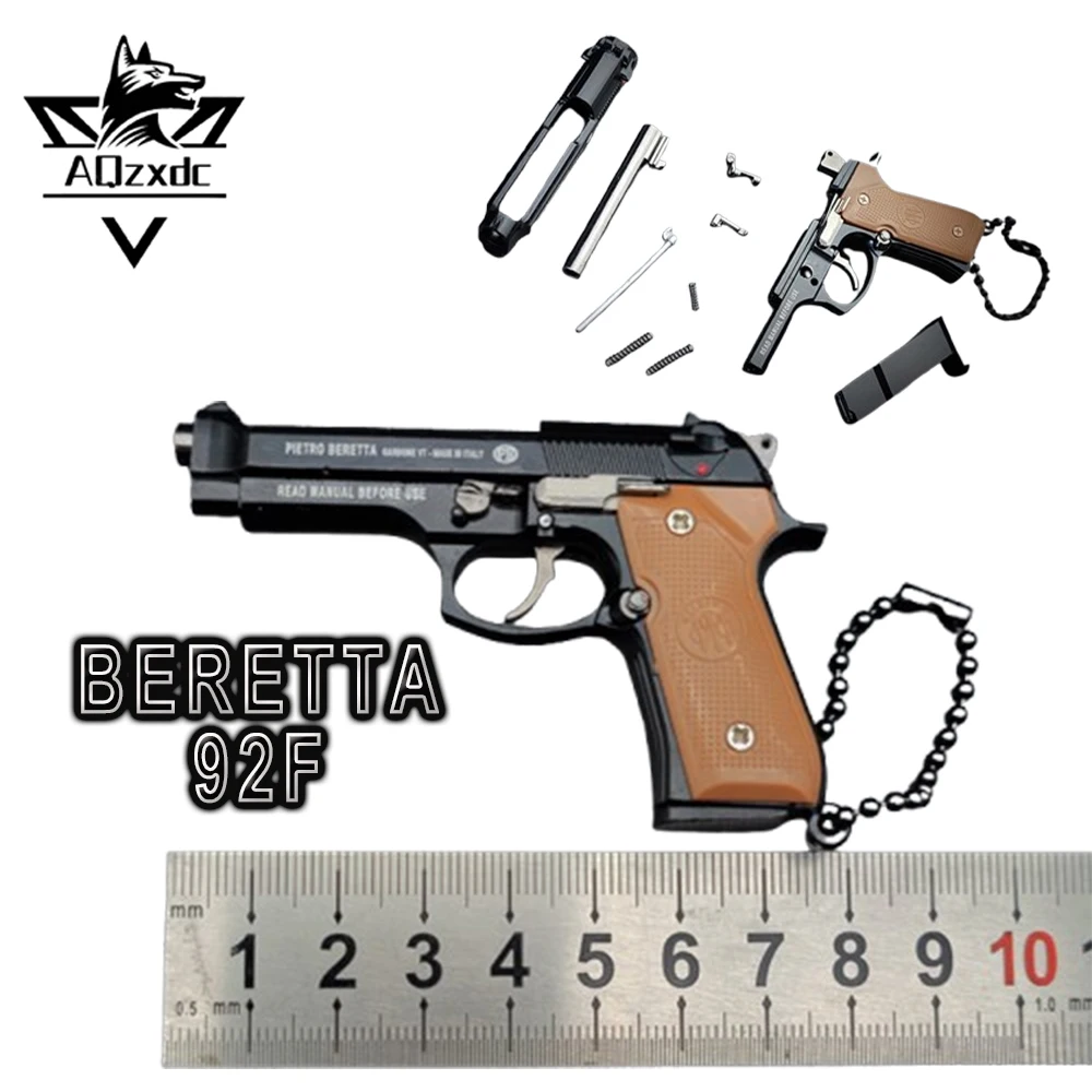 

Tactical Metal Keychain Toy 1:3 Mini Metal 92F Model Gun Keychain Detachable Decompression Gadget for Adult Boys Gift Widgets