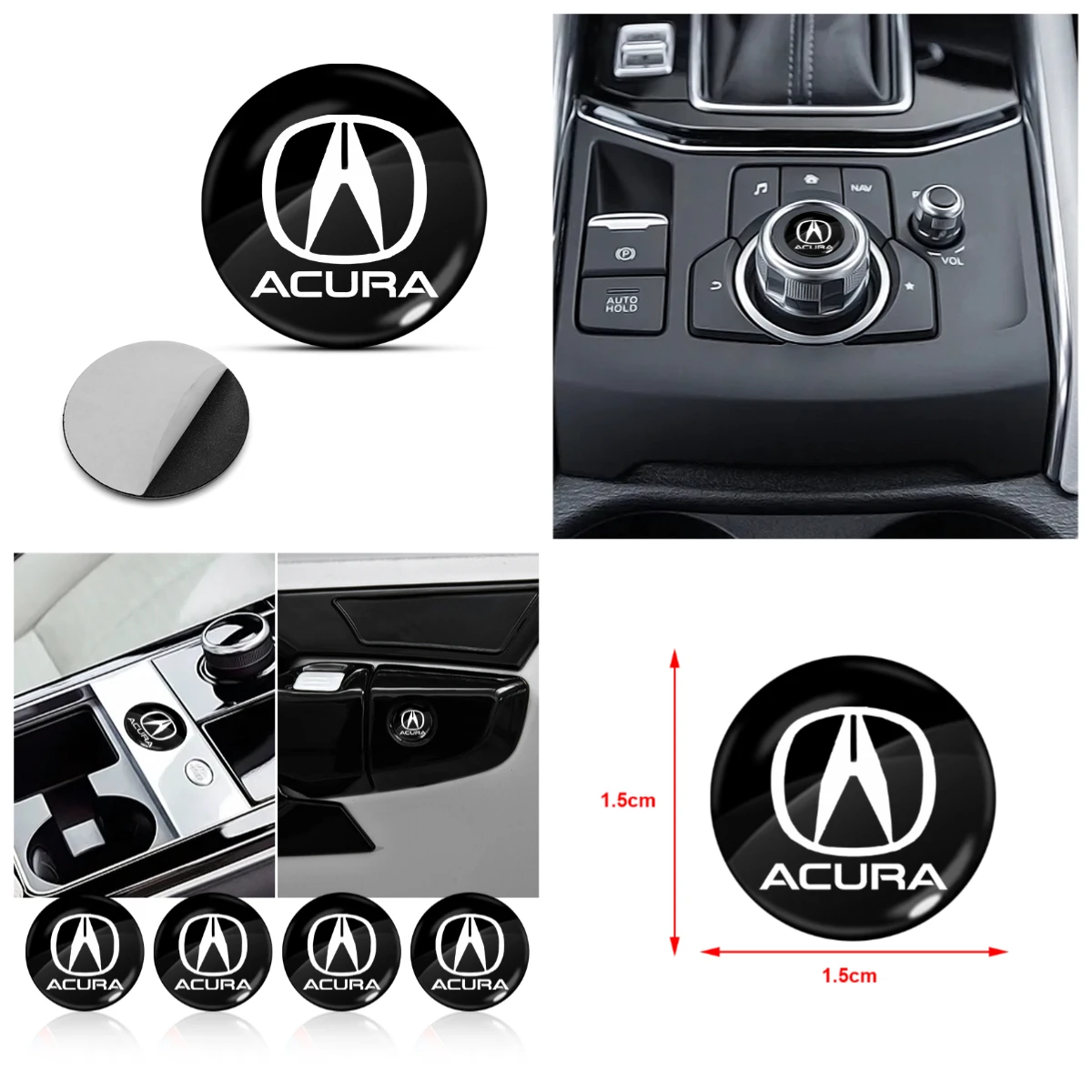 

15mm Car Remote Keychain Emblem Badge Radio button Styling Sticker For Acura Integra TL TLX ILX RL NSX ZDX MDX RDX TSX RSX