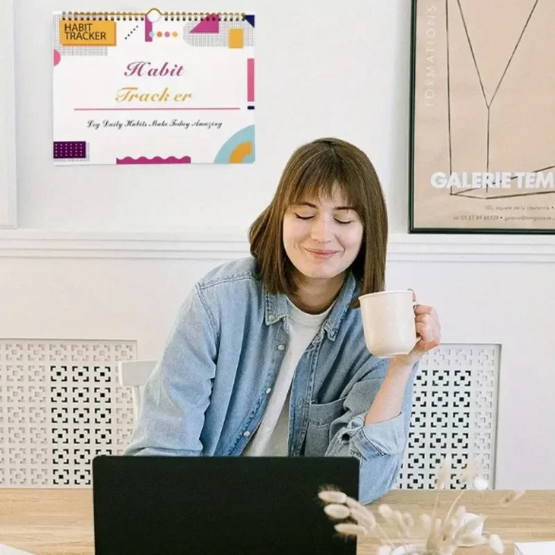 スケジュール内のクロス規律時計、プランナーのオフィス文具、日付なしの英語習慣トラッカー