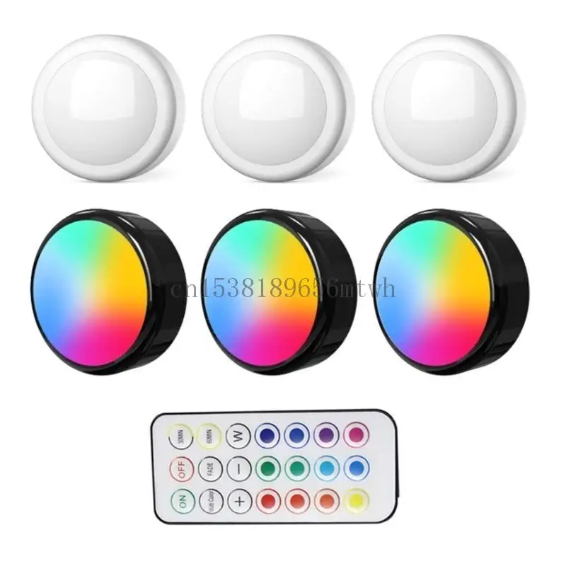 

Color Change Cabinet Lights LED Puck Light Cabinet Night Lamp Dimmable Under Cabinet Light with Remote Control B03D
