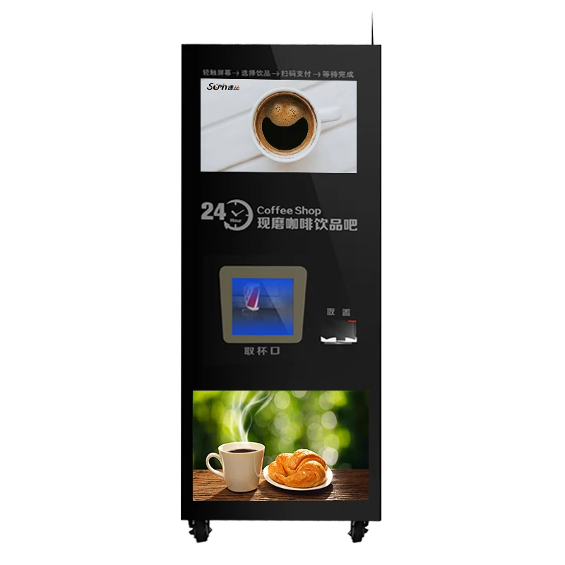 SP998A Vertical Type Freshly Ground Coffee Vending Machine For Commercial Business Use Automatic Espresso Coffee Machine