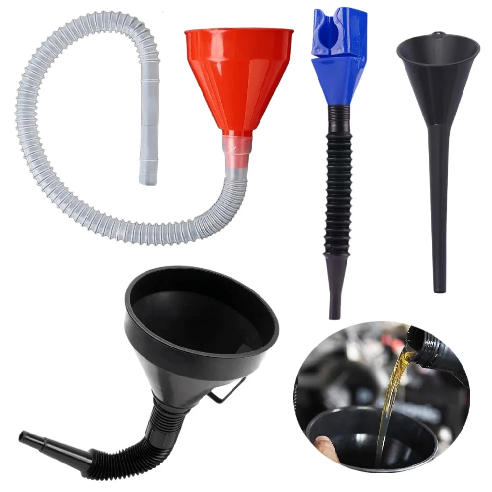 Car Refueling Longer Funnel Plastic Auto Long Mouth Oil Funnels Engine Funnel Anti-splash Motorcycle Refueling Car Accessories