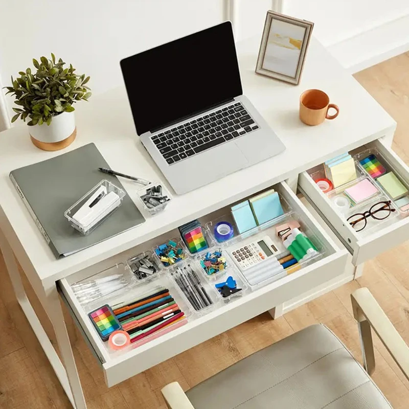 25pcs Transparent Drawer Storage Box Kitchen Tableware Compartment Table Cosmetics Sundries Classification Organizer Small Box