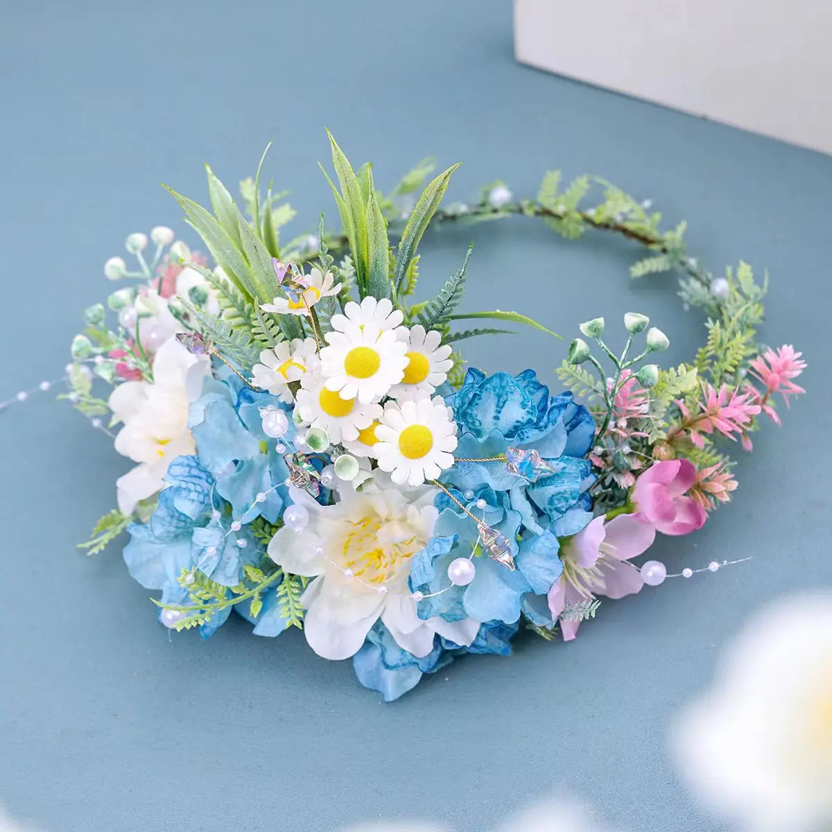 Copricapo da sposa cerchietto per capelli decorato con fiori e adatto per la festa di compleanno delle donne puntelli fotografici sposa damigella