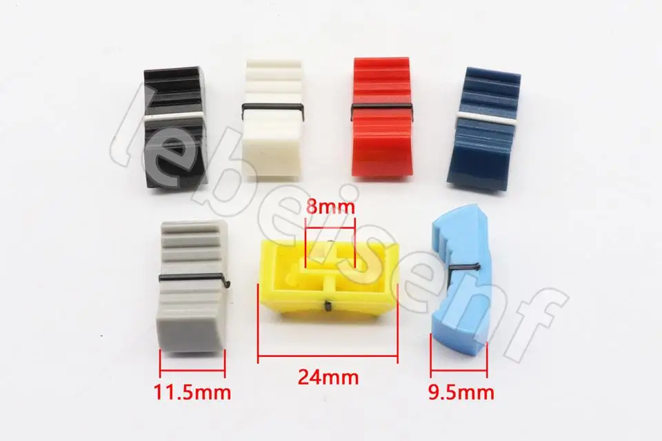 12pcs Mixer Dimming table Straight Slip Potentiometer Fader Knob Cap / Push Button Cap 8mm Hole / Fader Cap Blue 8mm