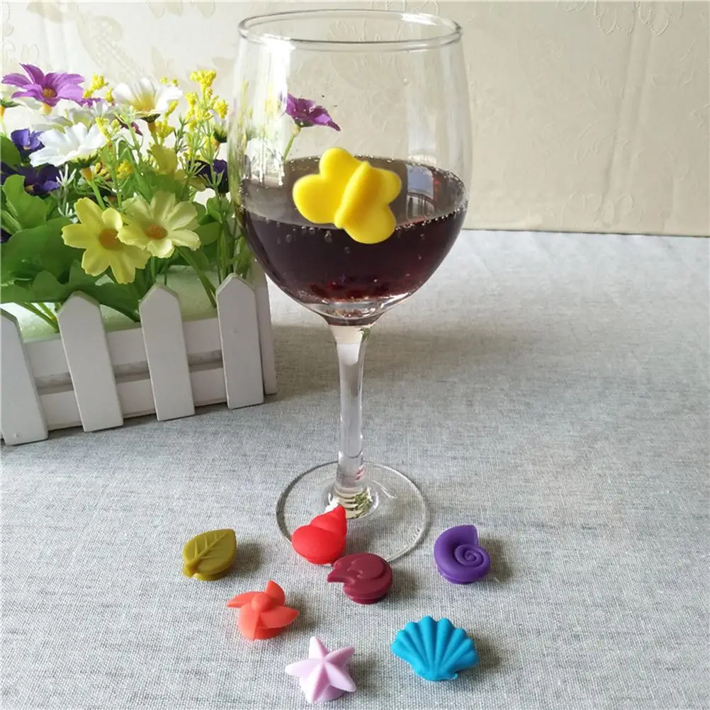 

8 Pcs Glass Marker Drink Markers Suction Cup Reusable Silicone Labels for Party Bar Glasses Wedding Charm