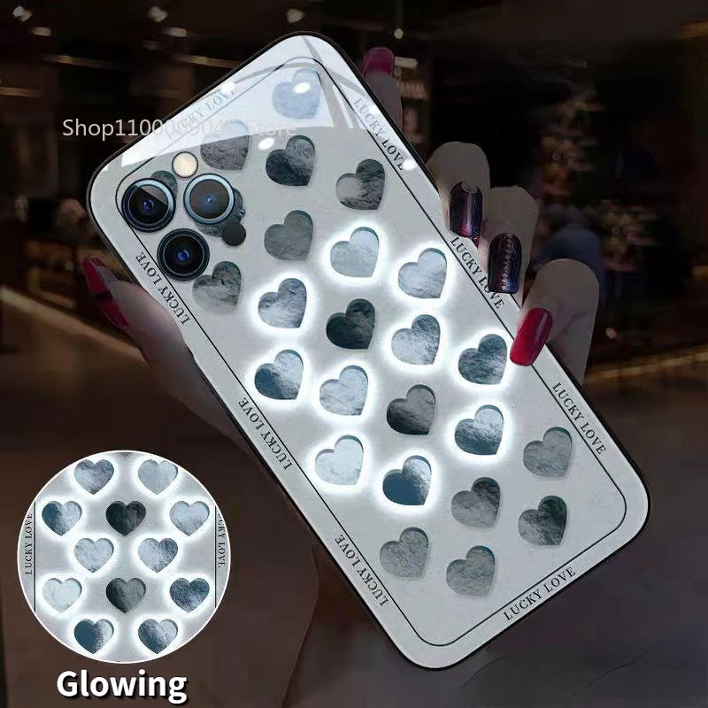 

Luminous LED Call Light Flash Up Glass Phone Case For Samsung S24 S22 S23 Note 10 20 A14 A54 A73 Plus Ultra Smart Control Cover