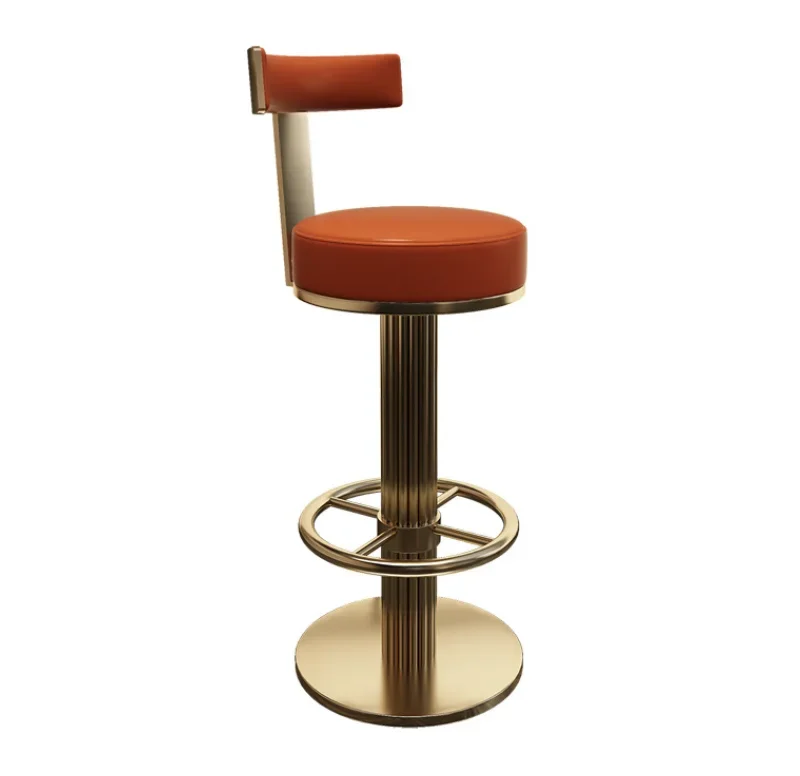 Hot Sale Luxury Metal Swivel Bar Stool Modern Brushed Gold High Back Adjustable High Chair for Dining Wedding for Living Room