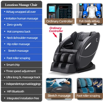 Image Cheap Massage Chair Recliner, Full Body Massage Chair, Zero Gravity, Bluetooth Speaker, Airbags, Heating, Foot Massage (Black)