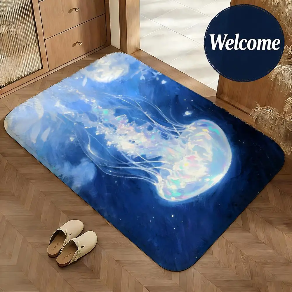 Jellyfish Baby Floor Mat Non-Slip Absorbent Doormat Bathroom Bedroom Home Decor Rug