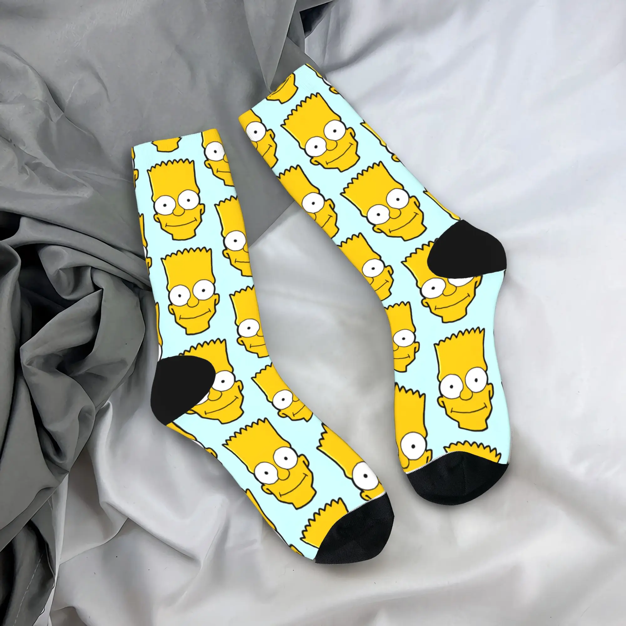 

Women Men Socks Bart S-Simpsons Head Repeat Pattern Stockings Non-Slip Quality Socks Winter Korean Printed Outdoor Socks