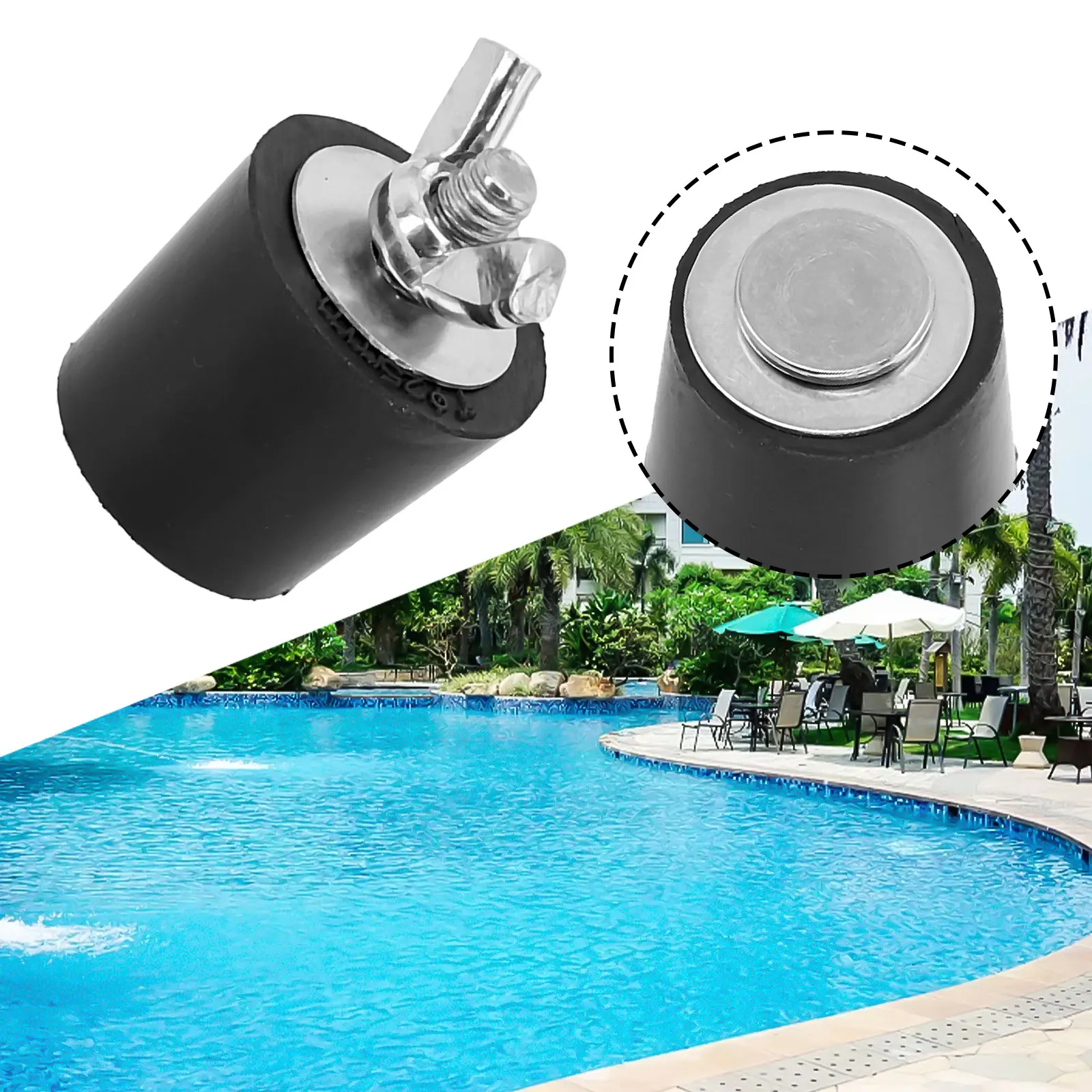 Rubber Pool Drain Closure Compatible with Standard Pool Plumbing for Winter Season Drainage and Antifreeze Setup