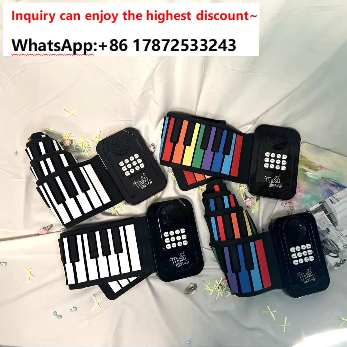 49 key rainbow folding children's beginner portable hand roll piano kindergarten desktop