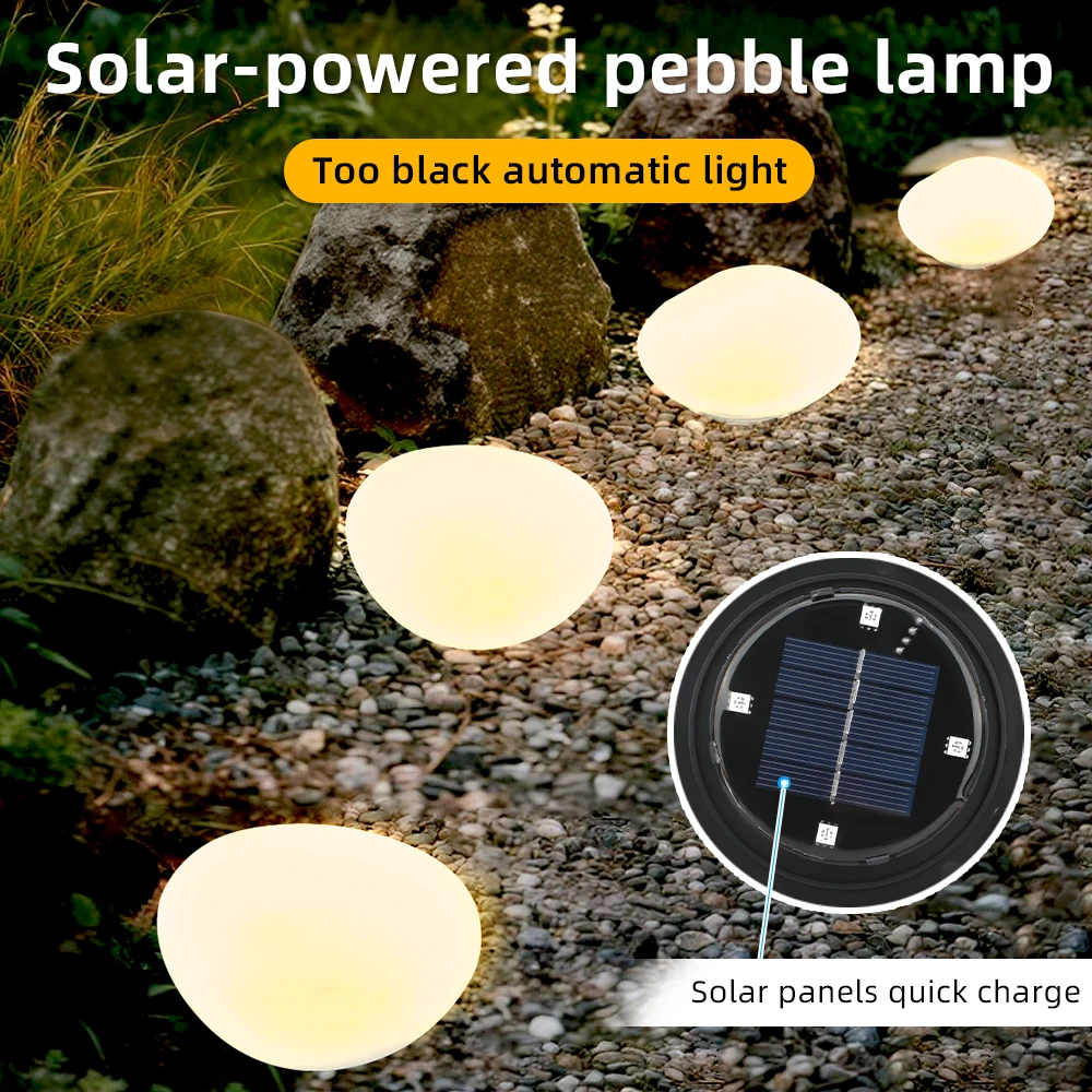 Outdoor Solar Glow Cobblestone Garden Lights – Decorative Landscape Lighting for Poolside & Garden Parties