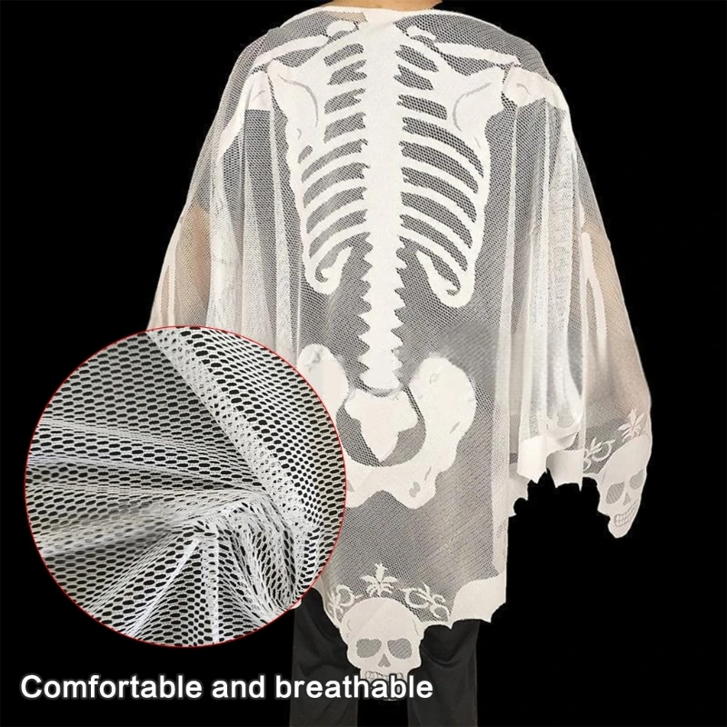 Halloween Party Long Shawl Proms Shawl Cobweb Skeleton Shawl for Party for Women and Girls in Theme Proms Costume