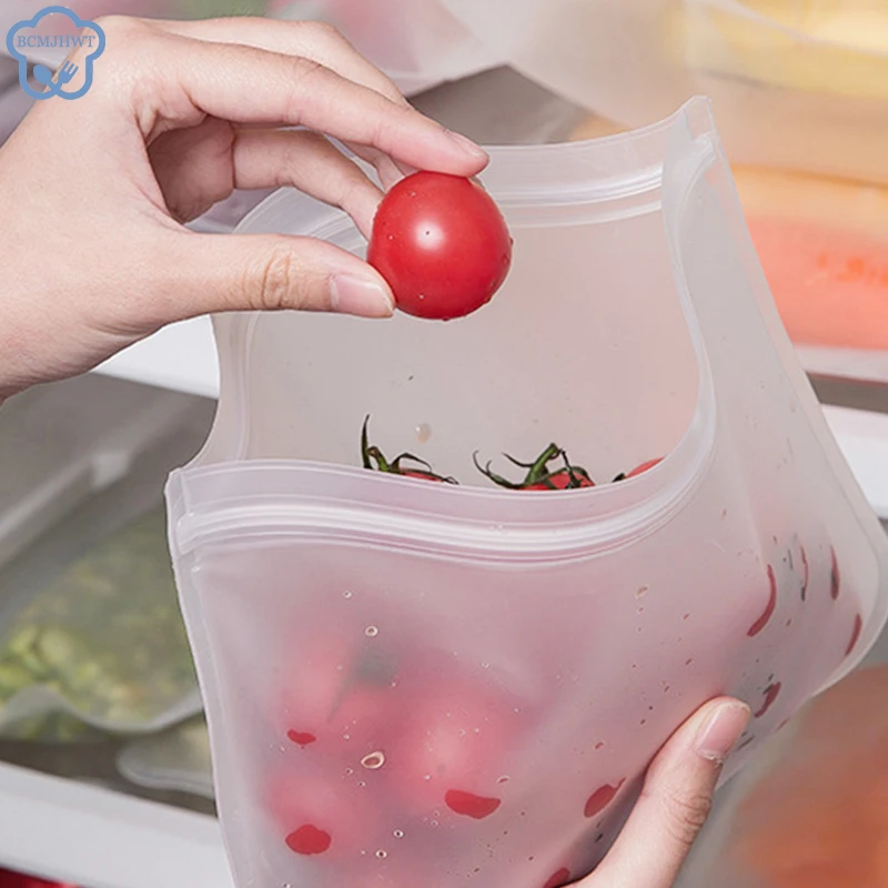 Silicone Food Storage Containers Leakproof Containers Reusable Stand Up Zip Shut Bag Cup Fresh Bag Food Storage Bag Fresh Wrap