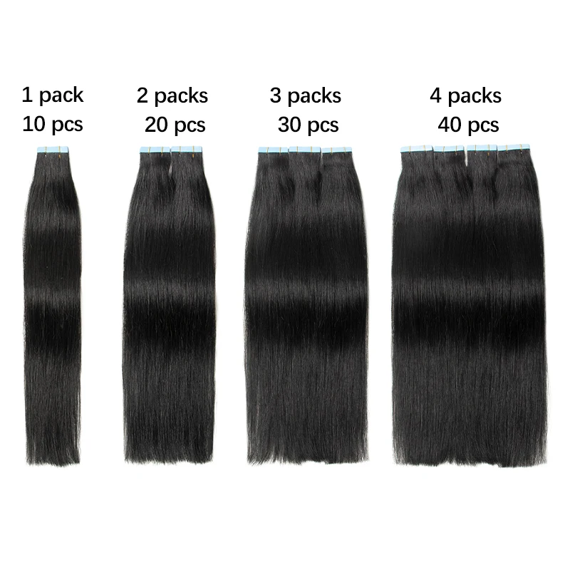 Invisible Tape In Hair Extensions Human Hair Seamless Pu Skin Weft Injected Extensions Hand Tied Adhesives Tape Ins 10pcs/pack