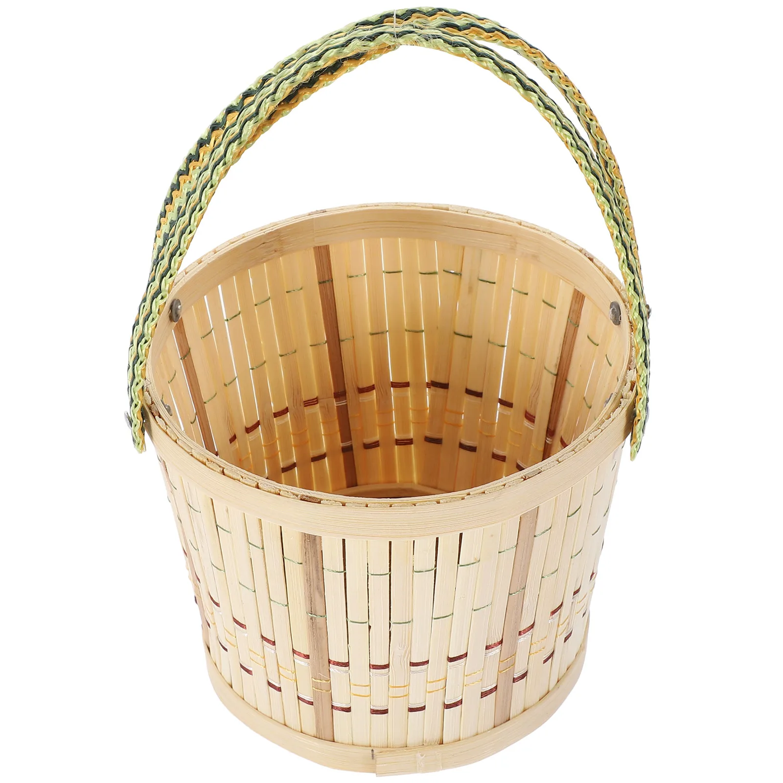 

Bamboo Storage Basket Woven Fruit Egg Hamper Handmade Rattan Container Small Size Material Large Capacity Home Storage
