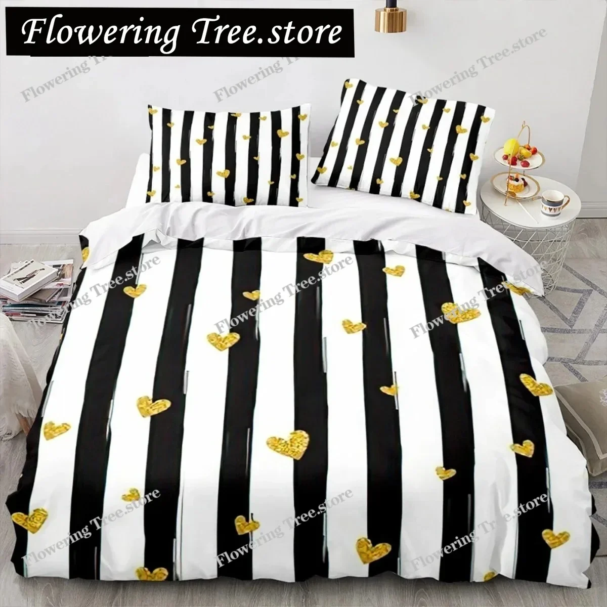 Red Love Heart Duvet Cover Luxury Romantic Theme Bedding Set for Couple Valentine's Day Gifts for Girlfriend Bedroom Decoration
