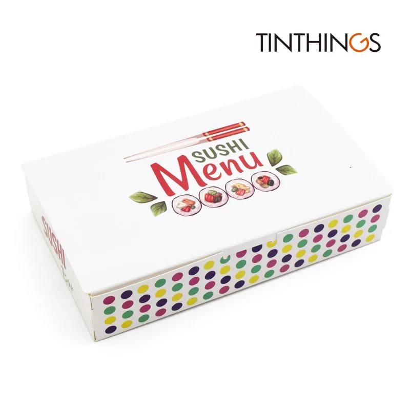 

100PCS Sushi Box Packaging Fast Food Disposable Sushi Box Japan Rice Ball Paper Takeout Box Food Containers 170x105x35mm