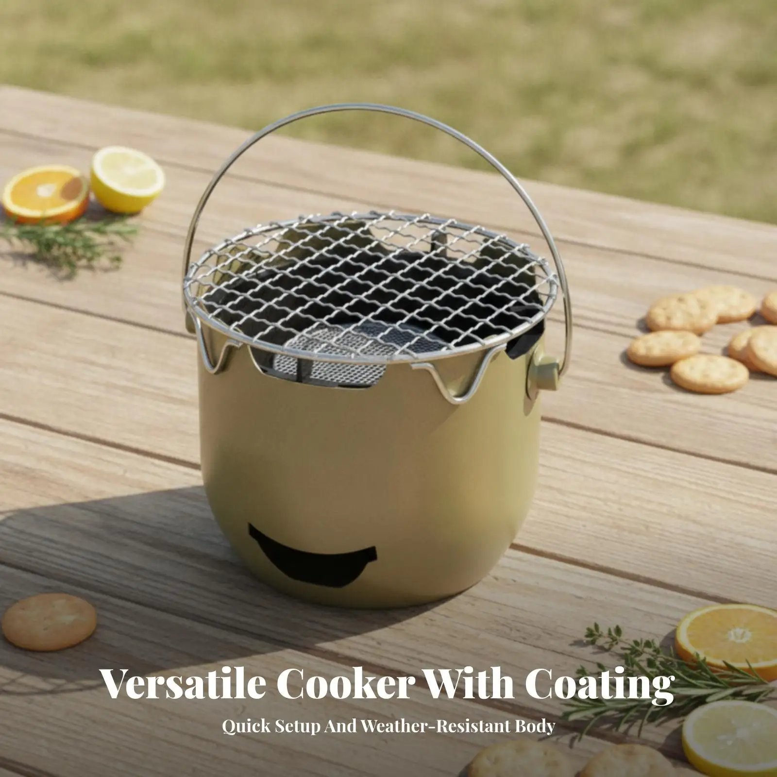 Collapsible Camping Grill with Carry Handle for Backyard Patio Use Nonstick Steel Grate for Quick Cleanup