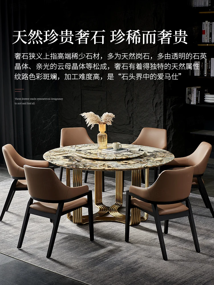 

Итальянский импортный натуральный роскошный камень бабочка любовь Золотой цветок круглый обеденный стол светильник роскошный современный обеденный стол и стул
