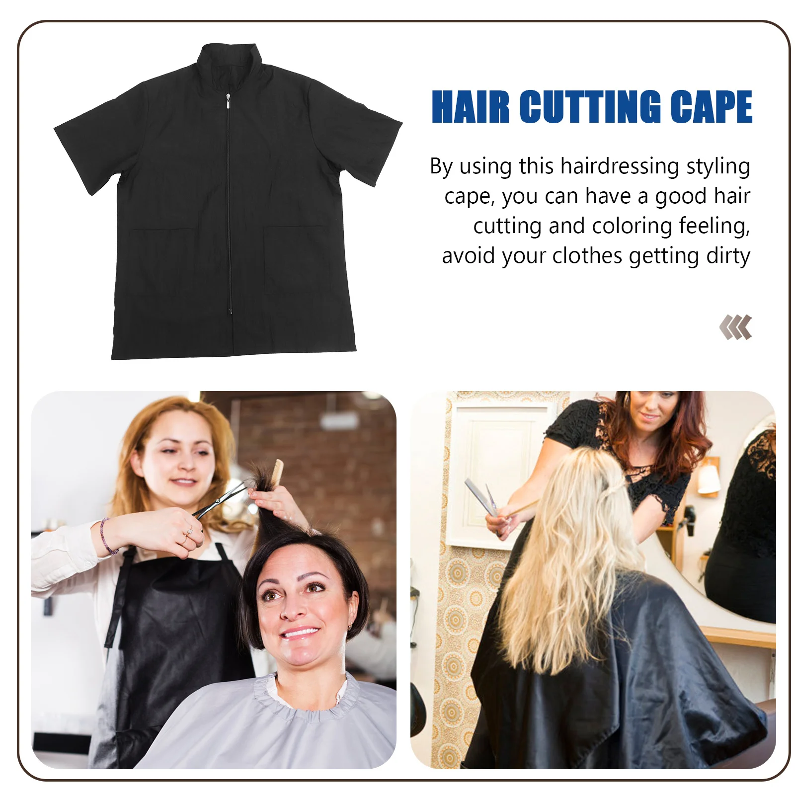 

Hair Dye Clothes Black Xl Waterproof Soft Fabric Turn-Down Collar With Pocket For Easy Cleaning Short Sleeve Workwear