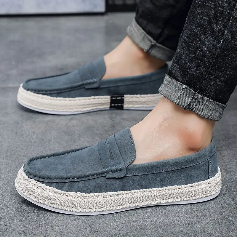 2026 Summer Men Slip on Casual Shoes Breathable Linen Canvas Lazy Footwear Lightweight Versatile New