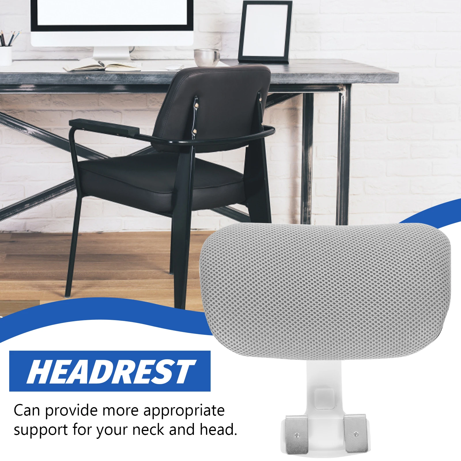 Ergonomic Computer Chair Headrest Neck Height Enhancer Pillow 2 6cm Thick Black Clips Replacement Office Work Adjustable