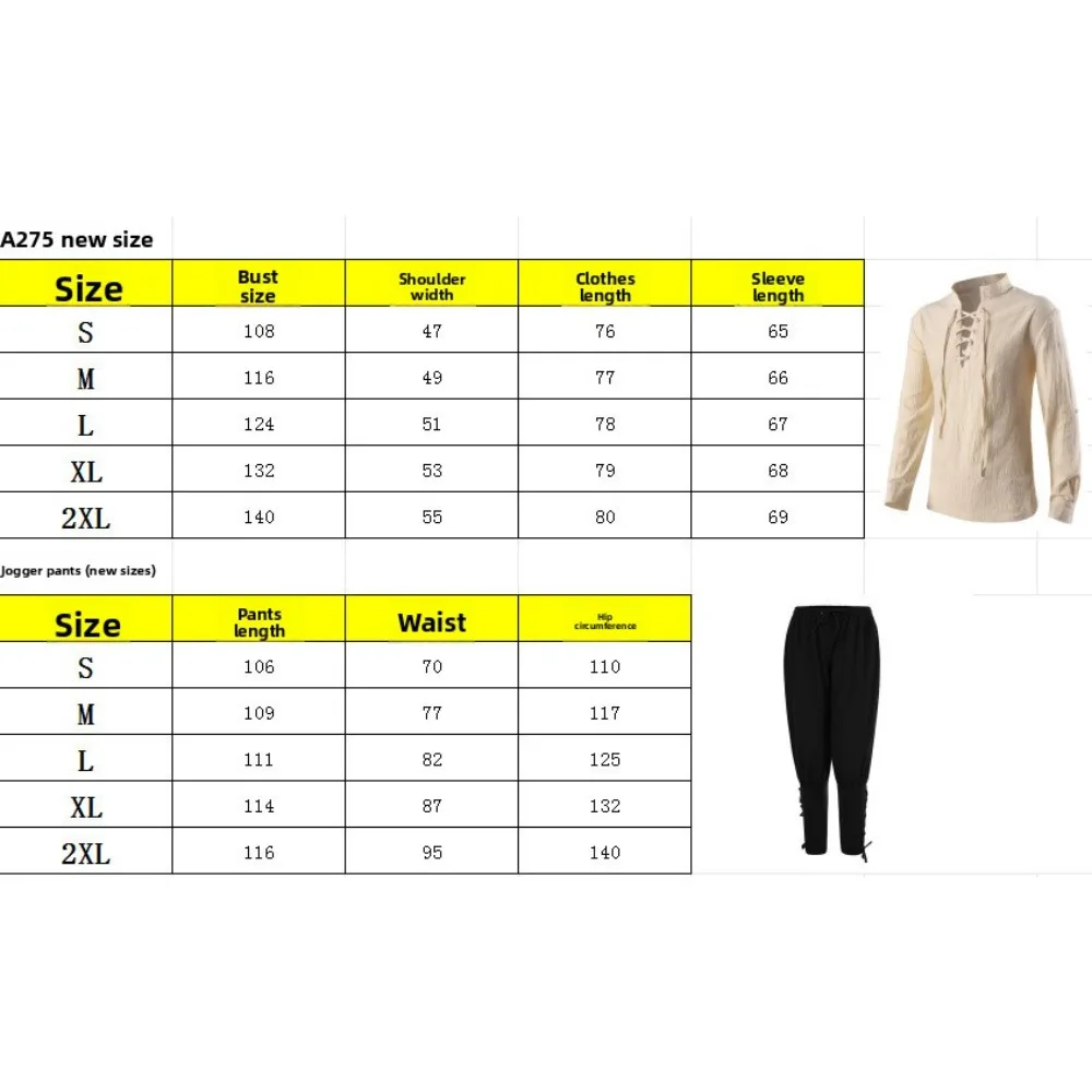 Nowa kolekcja odzieżowa na wiosnę i jesień 2025: średniowieczna gotycka koszula męska z damskim topem z długim rękawem w jednolitym kolorze.