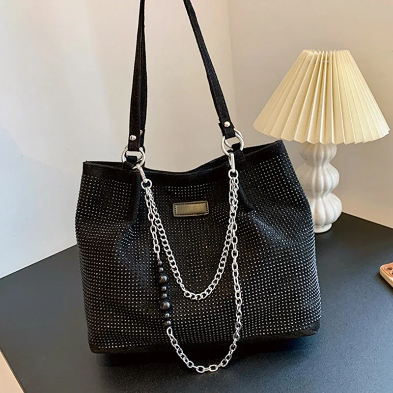 New Luxuy Rhineston Shoulder Bags For Women Designer Diamond Leather Crossbody Bag Female Underarm Bag Totes Purse Handbag