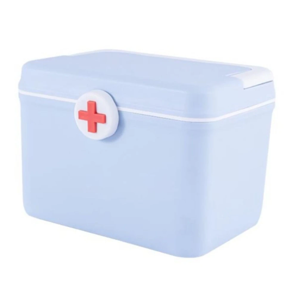 صندوق تخزين الأدوية بطبقة مزدوجة مع مقبض، حقيبة طبية ذات سعة كبيرة، صندوق طوارئ بتصميم مشبك محمول