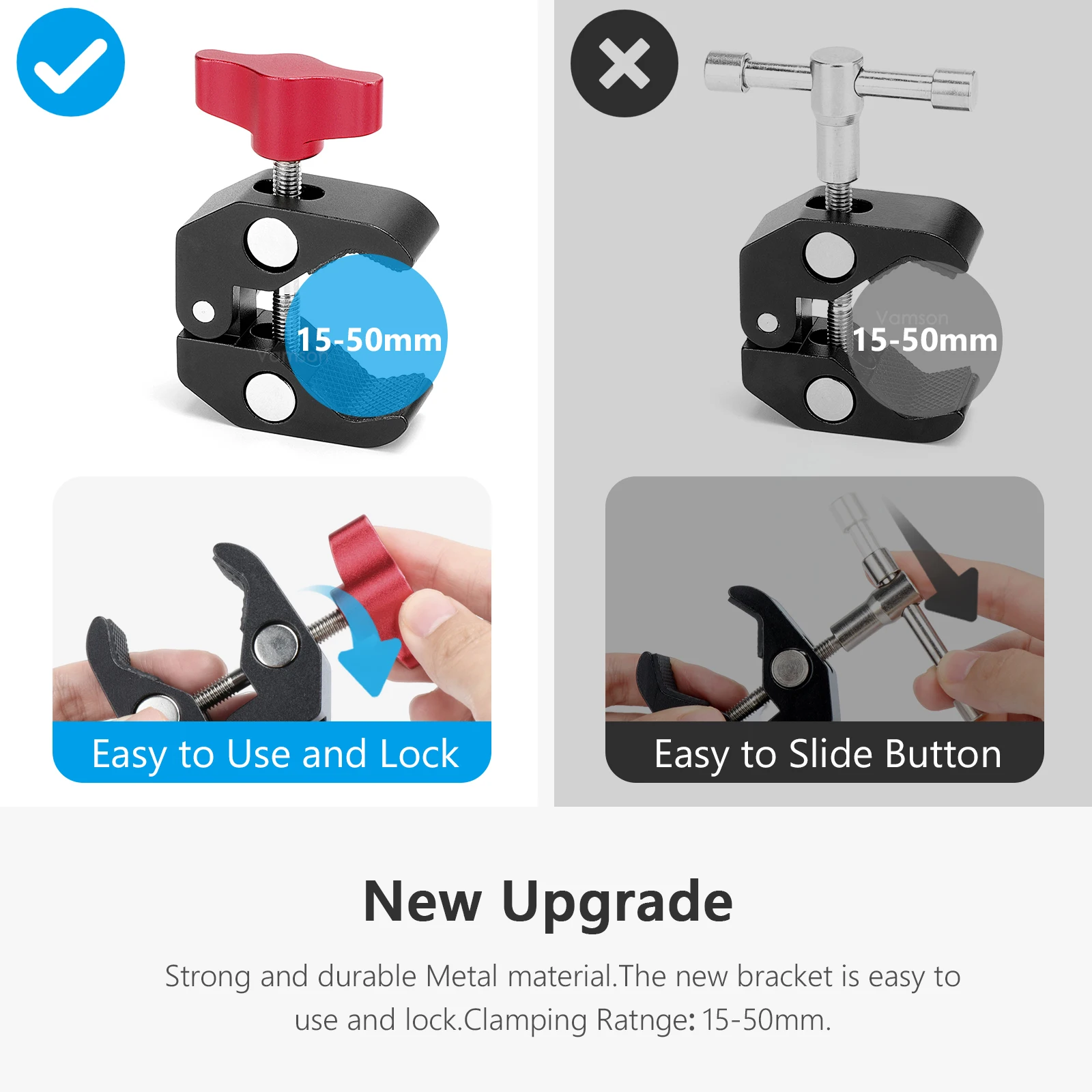 Vamson Mobile Car Phone Holder Clip Mount CellPhone Stand for iPhone Samsung 360°Adjustable Car Bracket for Insta360 Gopro 11