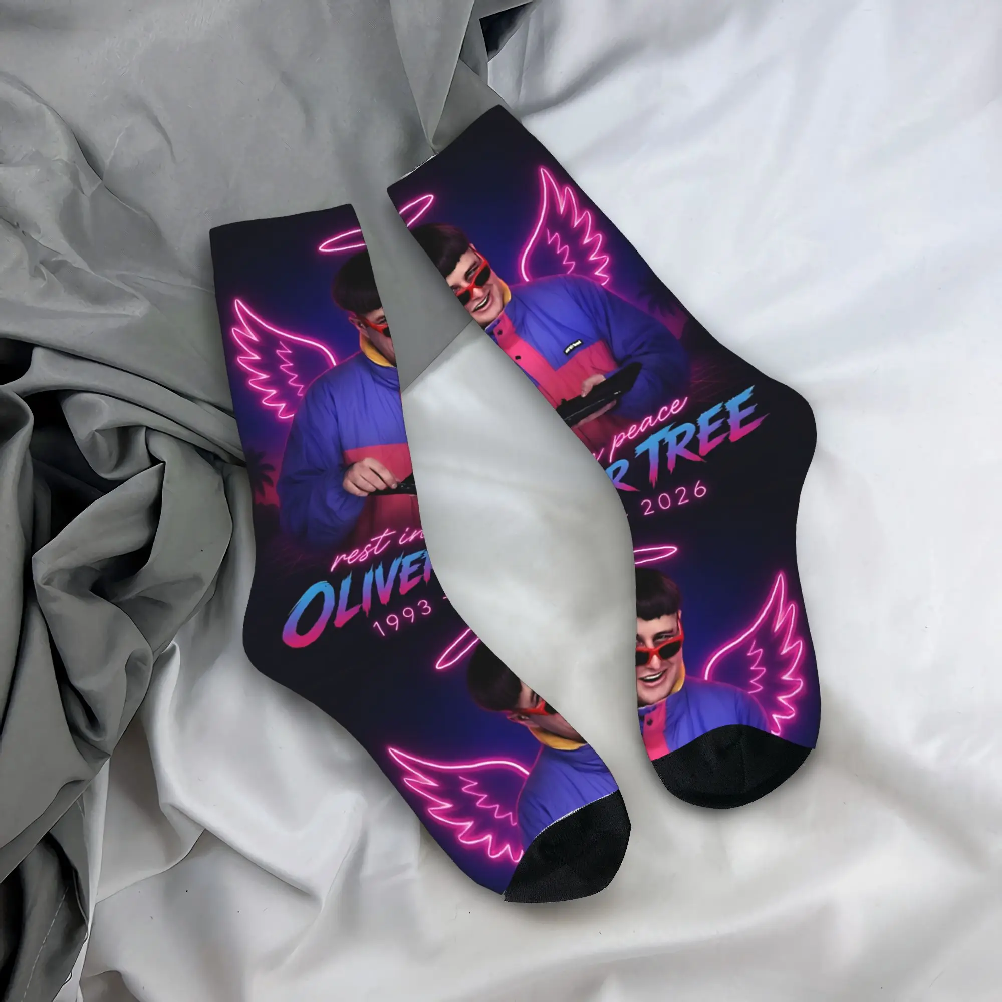 Casual Oliver Tree In loving memory OT Basketball Socks  Polyester Crew Socks for Women Men Breathable