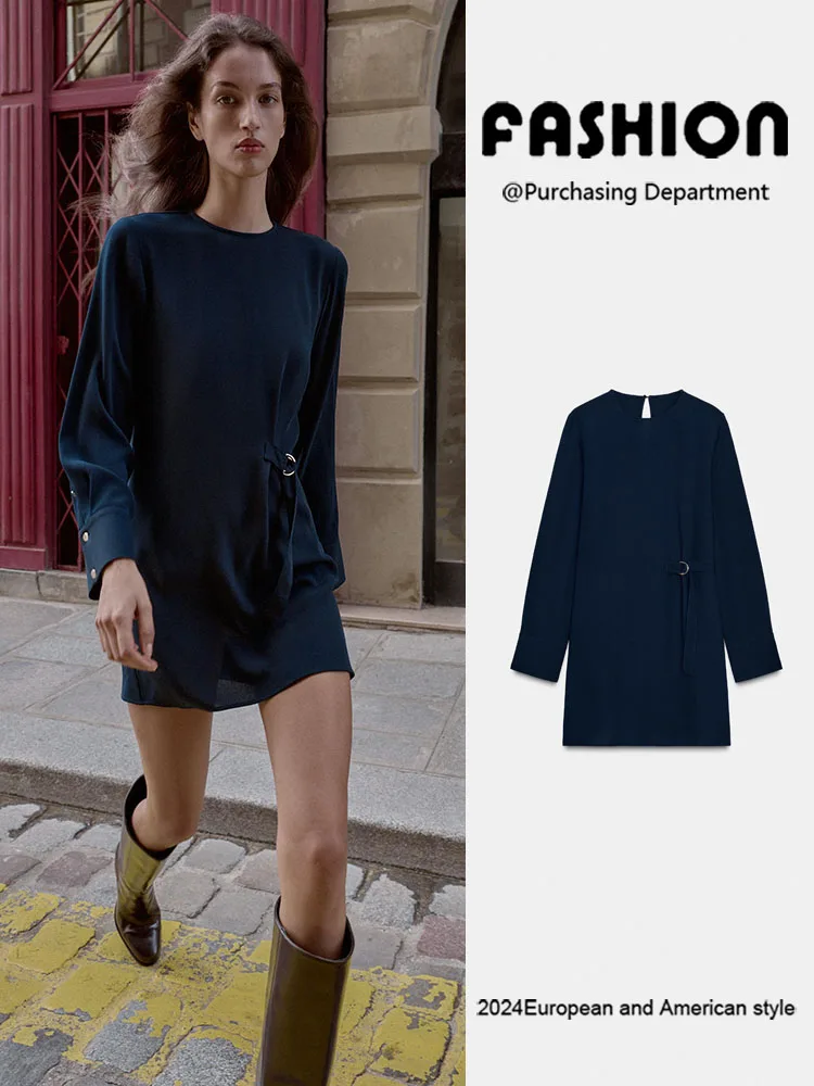 

Ele round Ne Long Sve Dr New Spring Women's Faion Zipper Decoration ZA2026 2025 Winter Collection