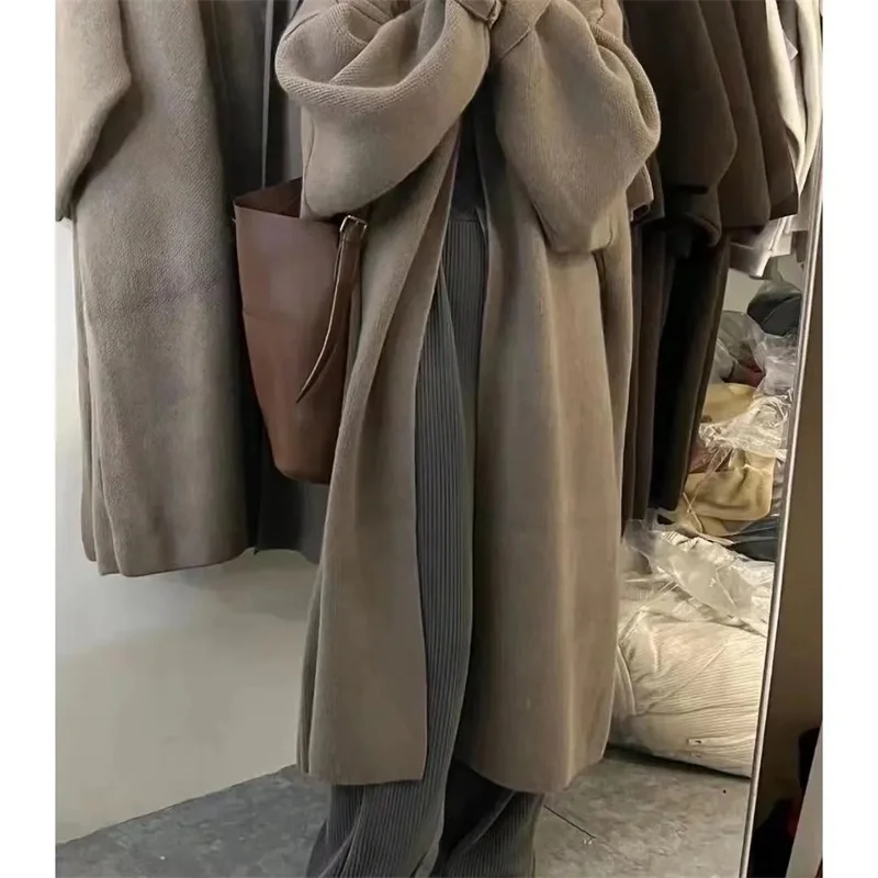 

Ленивый стиль, вязаный кардиган средней длины до колена, свитер на осень и зиму, свободное и нишевое дизайнерское пальто, мягкая куртка