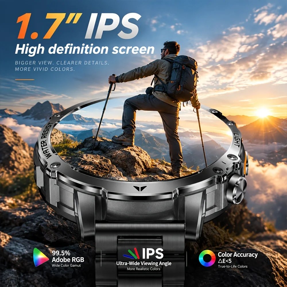 New T-REX3 Ultra 1600mAh Battery SmartWatch 10ATM Waterproof GPS Compass Flashlight 1.7