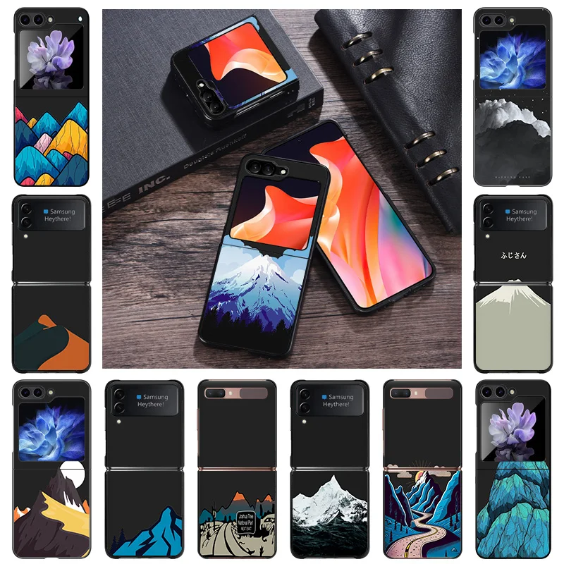 Hard Phone Cases Luxury Snow Mountain Volcano Cover for Samsung ZFlip6 5G Galaxy Z Flip5 Flip4 Flip3 Flip 6 5 4 3 Shell Fundas