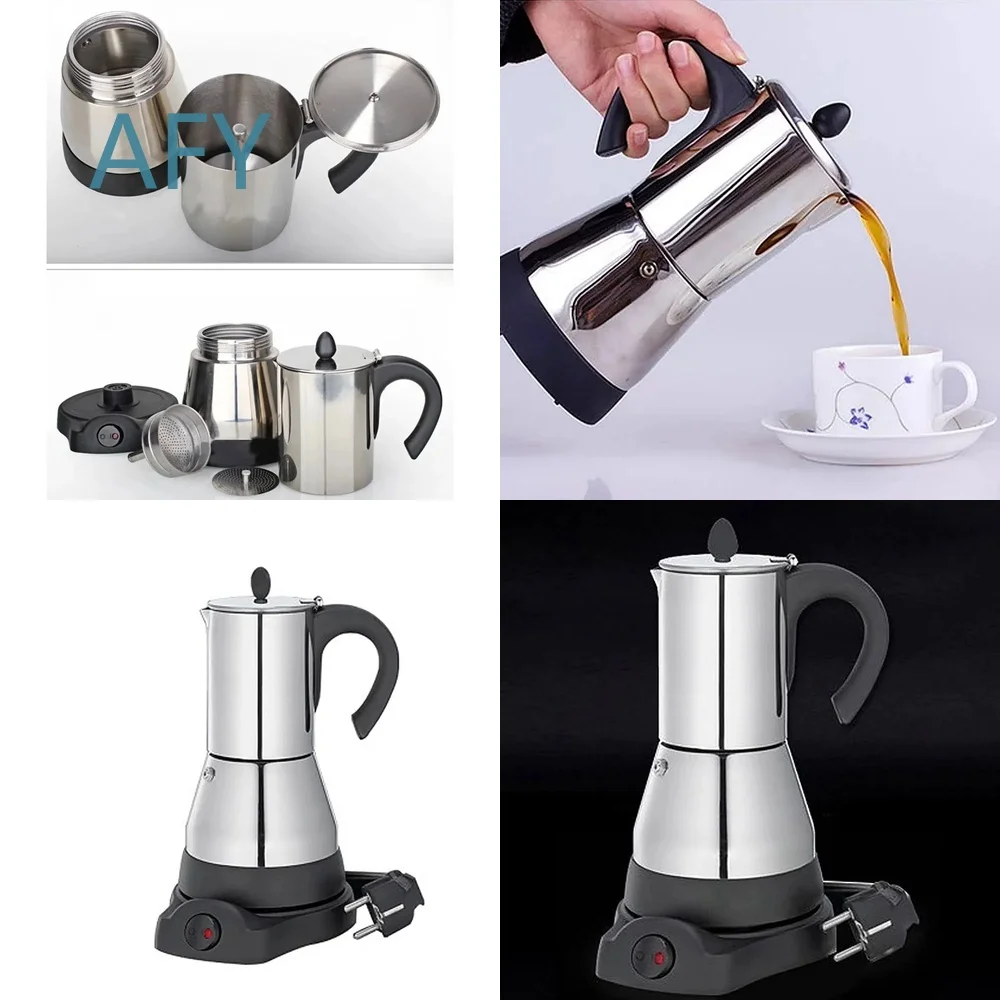 Electric Moka Pot for Espresso Machine Portable Stainless Steel Coffee Maker for Home Kitchen Brewing Device Fast Heating