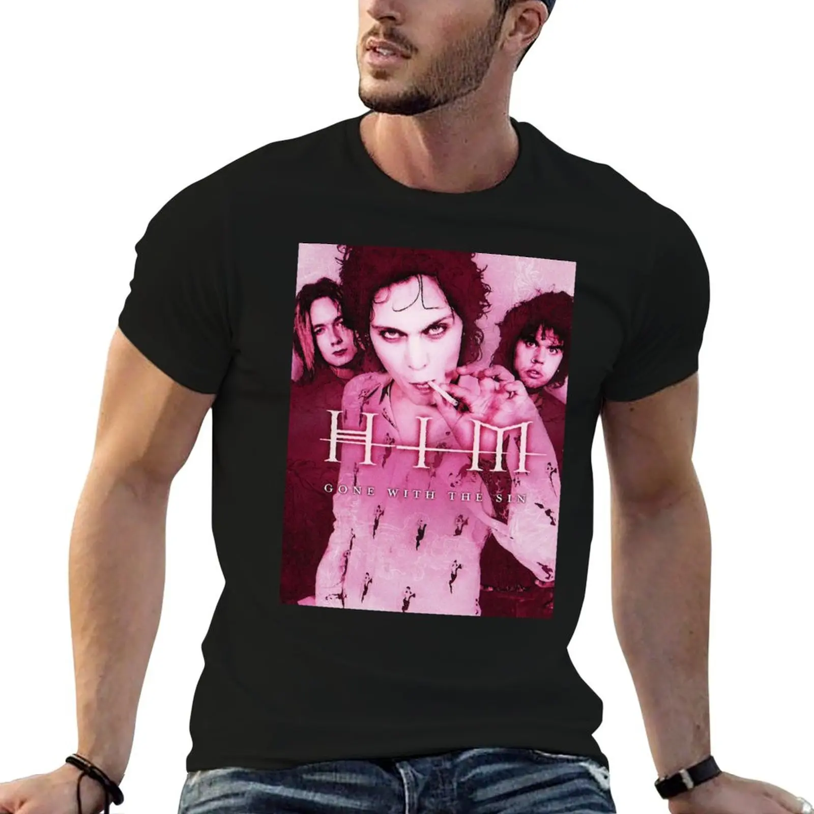 

Him Band Ville Valo Heartagram Gone With The Sin Cover T-Shirt man graphic t shirt t shirt man plain T-Shirt