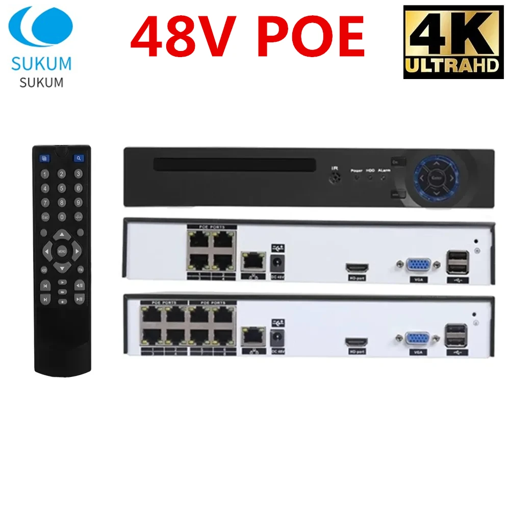 

4K 4CH 8CH POE NVR For 8MP 5MP 4MP IP Security Camera CCTV System Audio 4K Input Output Surveillance Video Recorder Xmeye APP