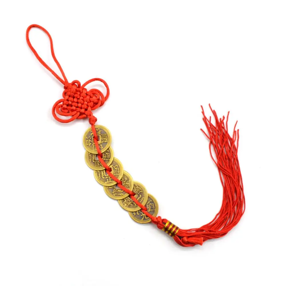 Chinese Knot Red Rope Ancient Coin Antique Fortune Money Luck Wealth Success Copper Coins  Feng Shui Lucky Gift Home Decoration