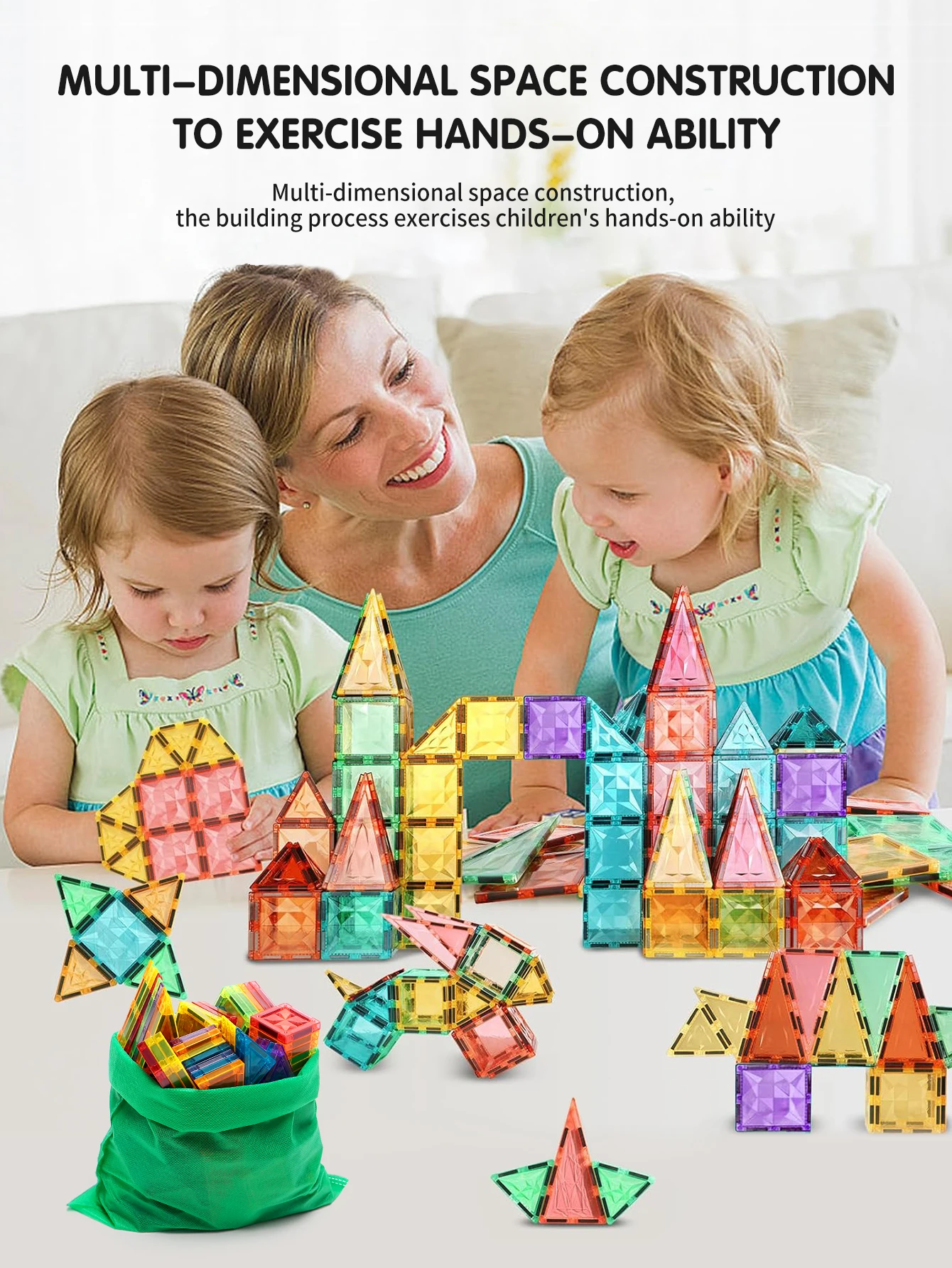 Kolorowy, półprzezroczysty zestaw arkuszy magnetycznych, wielopoziomowe gry, wyruszaj w podróż trójwymiarowego kreatywnego budowania