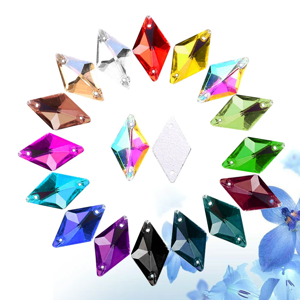 

28Pcs Sew-on Rhombus Crystal Glass Beads Craft Supplies for DIY Jewelry Accessories Necklace Bracelet Pendant DIY Jewelry